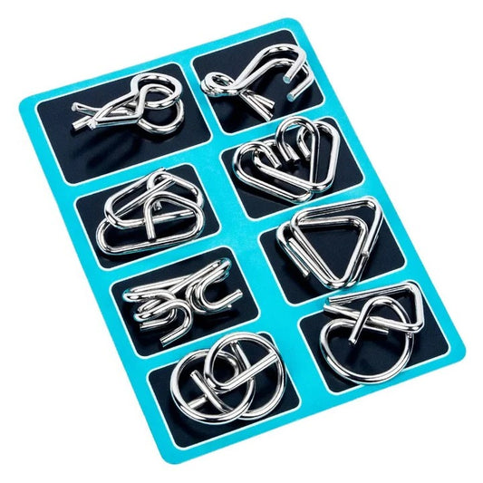 Metal Puzzle Ring Brain Teaser Set of 8 for Adults and Kids
