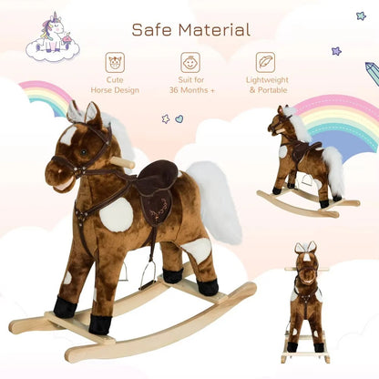 Musical Plush Rocking Horse Toy Chair for Toddlers
