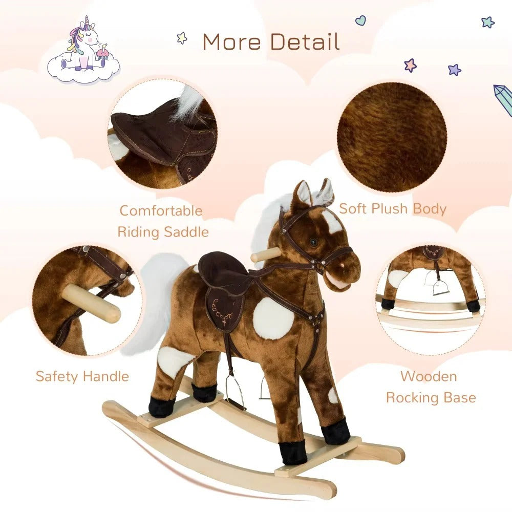 Musical Plush Rocking Horse Toy Chair for Toddlers