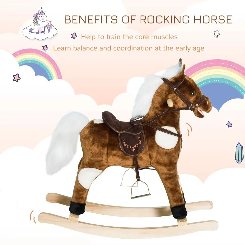 Musical Plush Rocking Horse Toy Chair for Toddlers