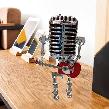 Retro Metal Robot Lamp with Guitar and Microphone