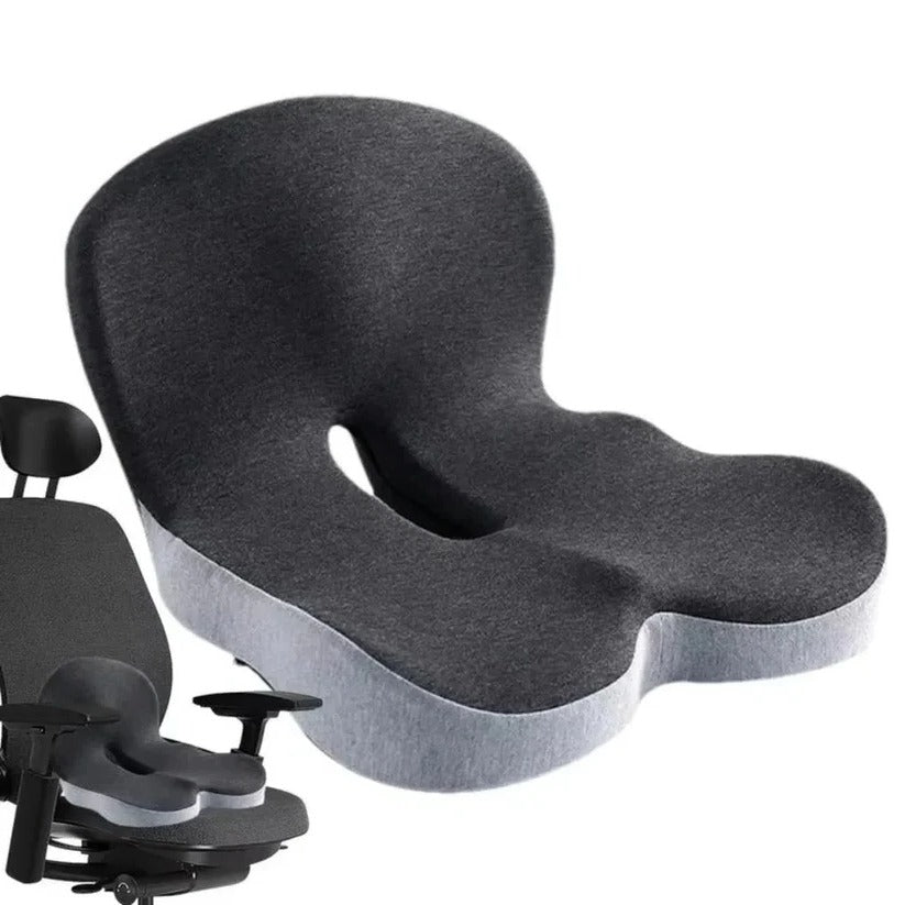 Memory Foam Seat Cushion with an Attached Backrest, a Removable Washable Cover and a Non Slip Base