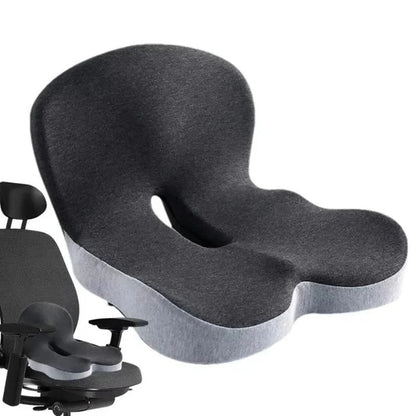 Memory Foam Seat Cushion with an Attached Backrest, a Removable Washable Cover and a Non Slip Base