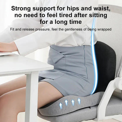 Memory Foam Seat Cushion with an Attached Backrest, a Removable Washable Cover and a Non Slip Base
