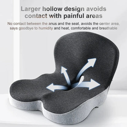Memory Foam Seat Cushion with an Attached Backrest, a Removable Washable Cover and a Non Slip Base