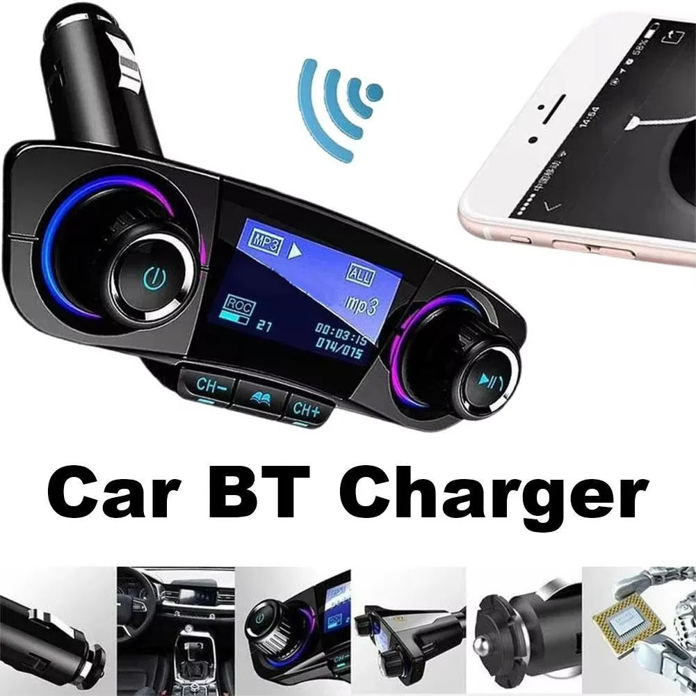 Bluetooth 5.0 Car Radio Transmitter with LED Display, Dual USB