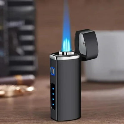 USB Rechargeable Metal Lighter, Triple-Jet Blue Flame Design