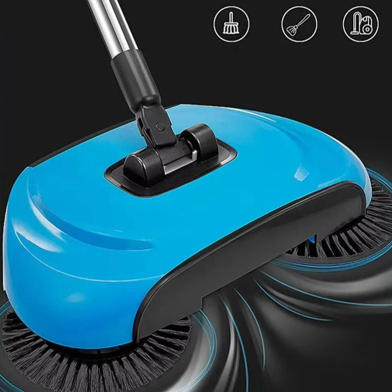 Durable Stainless Steel 3 In 1 Push Broom Set With Scraper And Dustpan