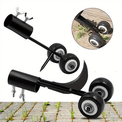 Standing Crevice Weed Puller - Heavy-Duty Metal Roller Tool