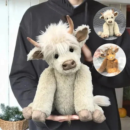 Handmade Highland Cow Plush Toy - Floral Headpiece Design