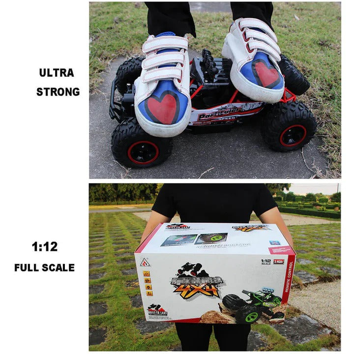 Remote Control 4WD Monster Truck with Dual Motors and Independent Suspension for Off Road Play