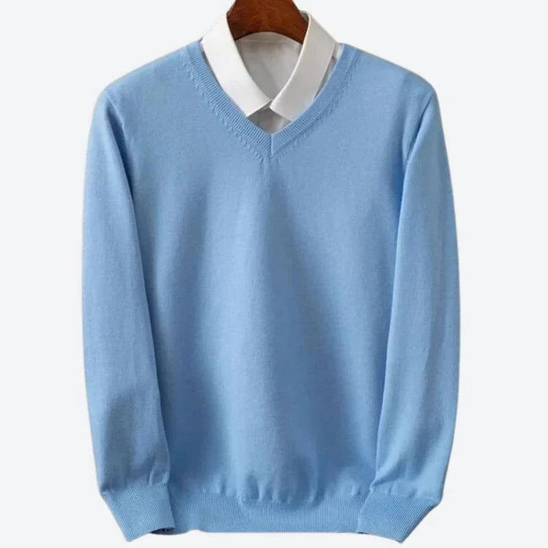 Mens Knit Winter Sweater with Round Neck and Long Sleeves in 5 Colors