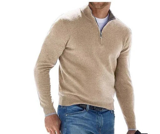 Mens Zip Front Basic Sweater with Long Sleeves and Regular Fit in Nine Colors and Sizes M to 5XL