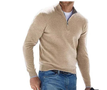 Mens Zip Front Basic Sweater with Long Sleeves and Regular Fit in Nine Colors and Sizes M to 5XL