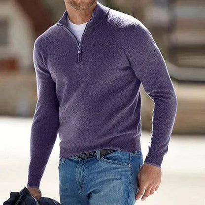 Mens Zip Front Basic Sweater with Long Sleeves and Regular Fit in Nine Colors and Sizes M to 5XL