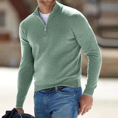 Mens Zip Front Basic Sweater with Long Sleeves and Regular Fit in Nine Colors and Sizes M to 5XL