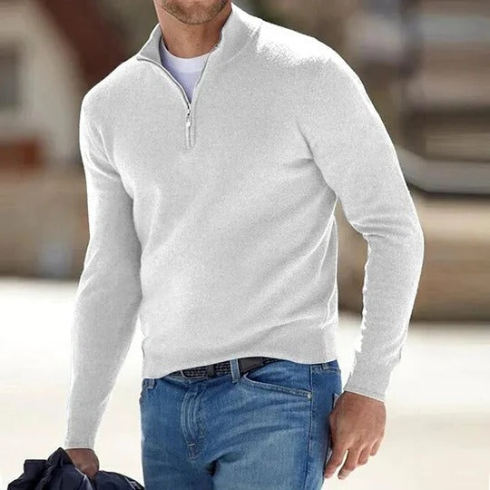 Mens Zip Front Basic Sweater with Long Sleeves and Regular Fit in Nine Colors and Sizes M to 5XL