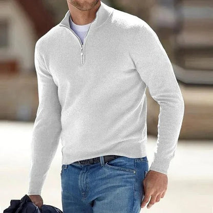 Mens Zip Front Basic Sweater with Long Sleeves and Regular Fit in Nine Colors and Sizes M to 5XL