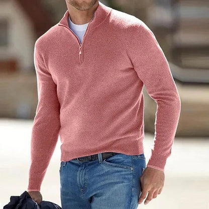 Mens Zip Front Basic Sweater with Long Sleeves and Regular Fit in Nine Colors and Sizes M to 5XL