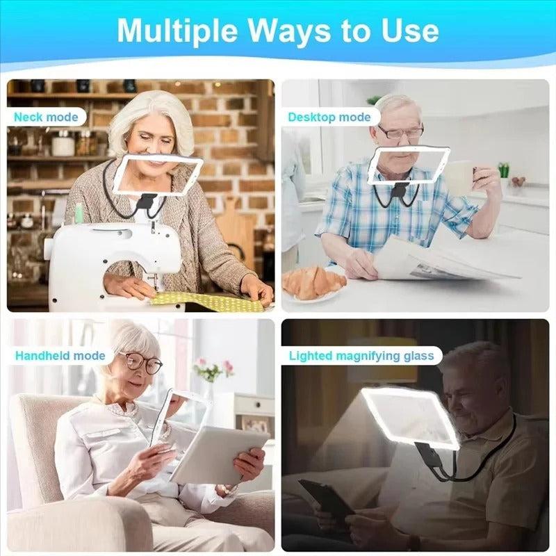 Hands Free LED Magnifier with Switchable 5X Zoom Lens