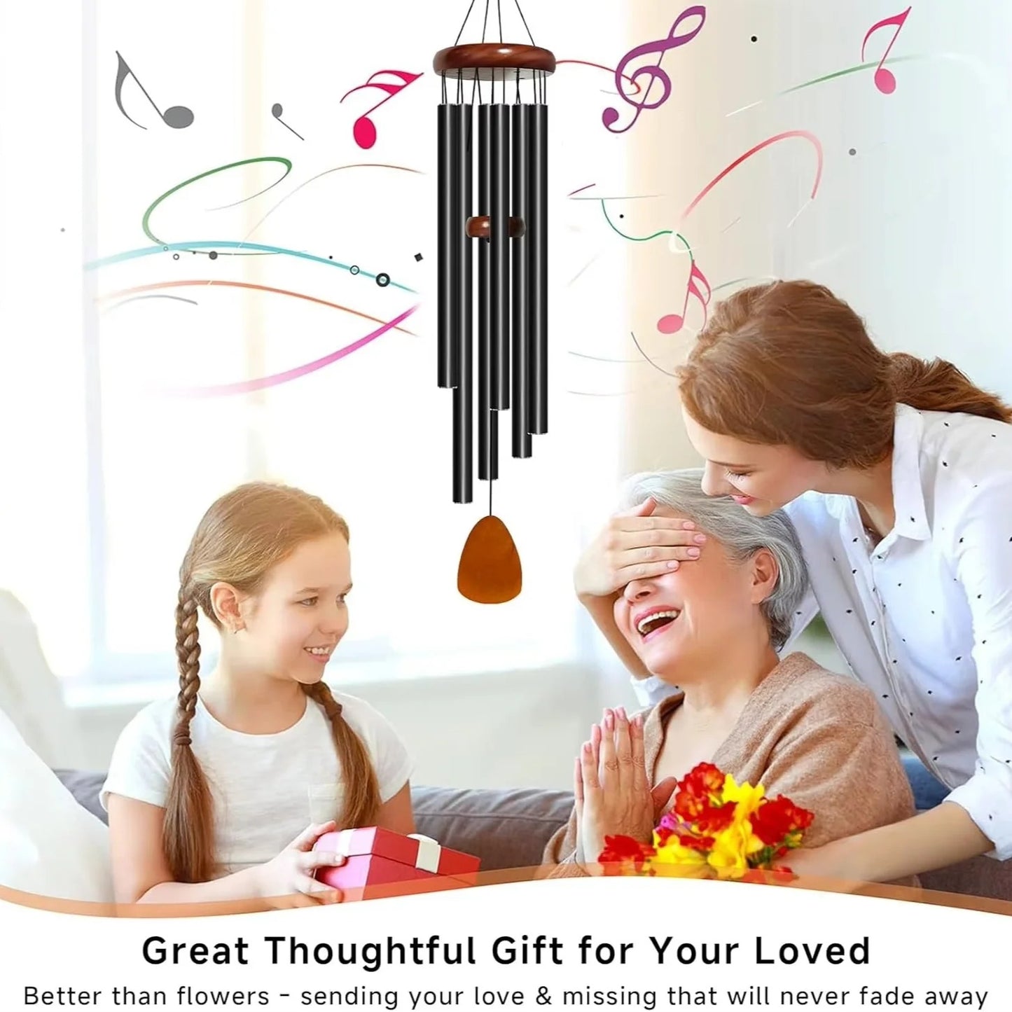 Aluminum and Wood Garden Wind Chimes with Outdoor Hanging Design