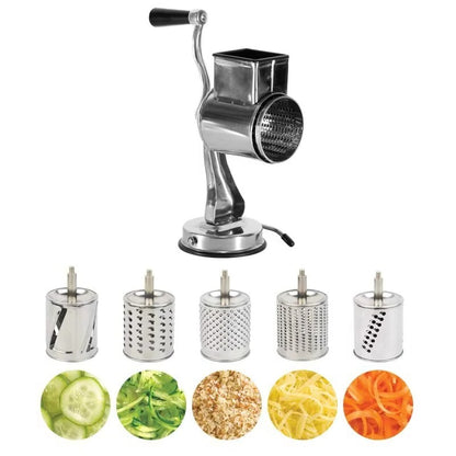 Rotary Cheese and Vegetable Grater with 5 Interchangeable Stainless Steel Blades