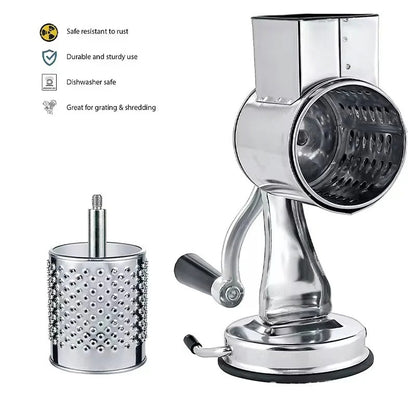 Rotary Cheese and Vegetable Grater with 5 Interchangeable Stainless Steel Blades