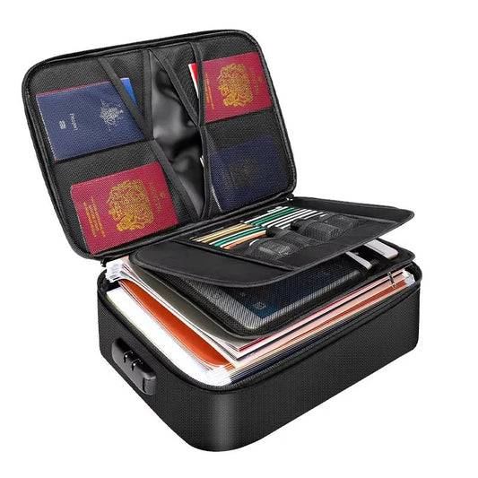 Travel Document Bag with Zip Closure and Multiple Sections for Home Travel