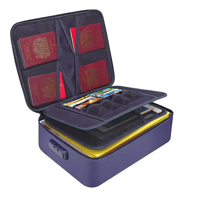 Travel Document Bag with Zip Closure and Multiple Sections for Home Travel