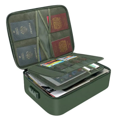Travel Document Bag with Zip Closure and Multiple Sections for Home Travel
