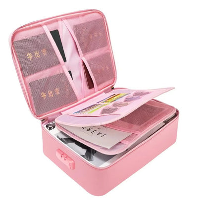 Travel Document Bag with Zip Closure and Multiple Sections for Home Travel