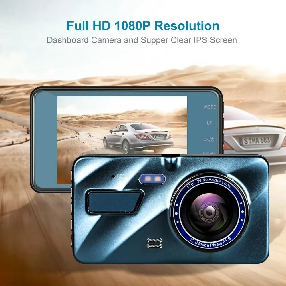 Dual Lens Front and Rear Dash Camera with 1080P Night Vision and Loop Recording