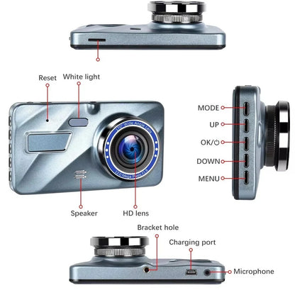 Dual Lens Front and Rear Dash Camera with 1080P Night Vision and Loop Recording