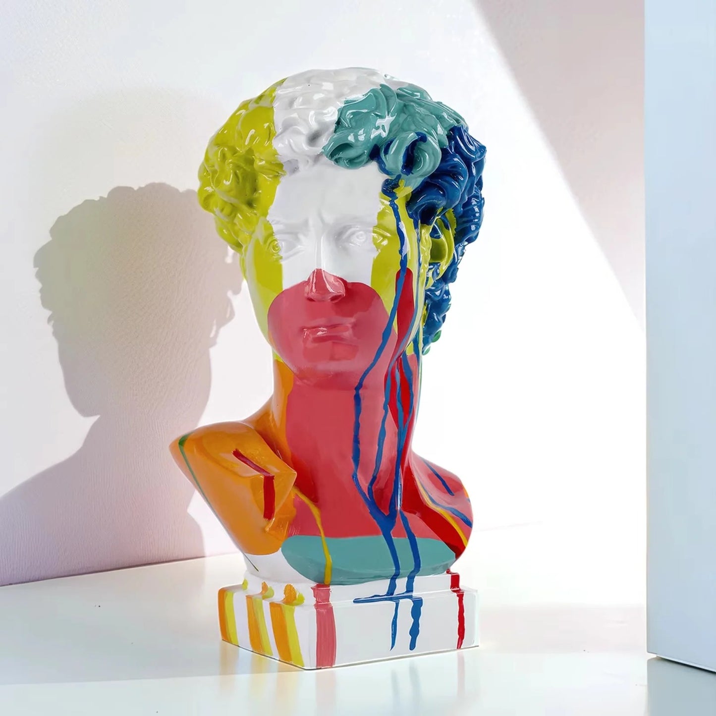 Resin David Bust Sculpture for Indoor Outdoor Shelf and Patio Display