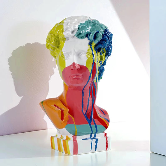 Resin David Bust Sculpture for Indoor Outdoor Shelf and Patio Display