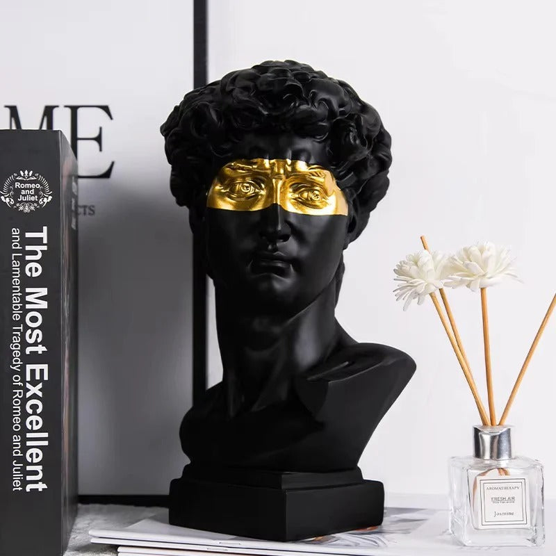 Resin David Bust Sculpture for Indoor Outdoor Shelf and Patio Display