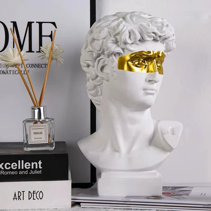 Resin David Bust Sculpture for Indoor Outdoor Shelf and Patio Display