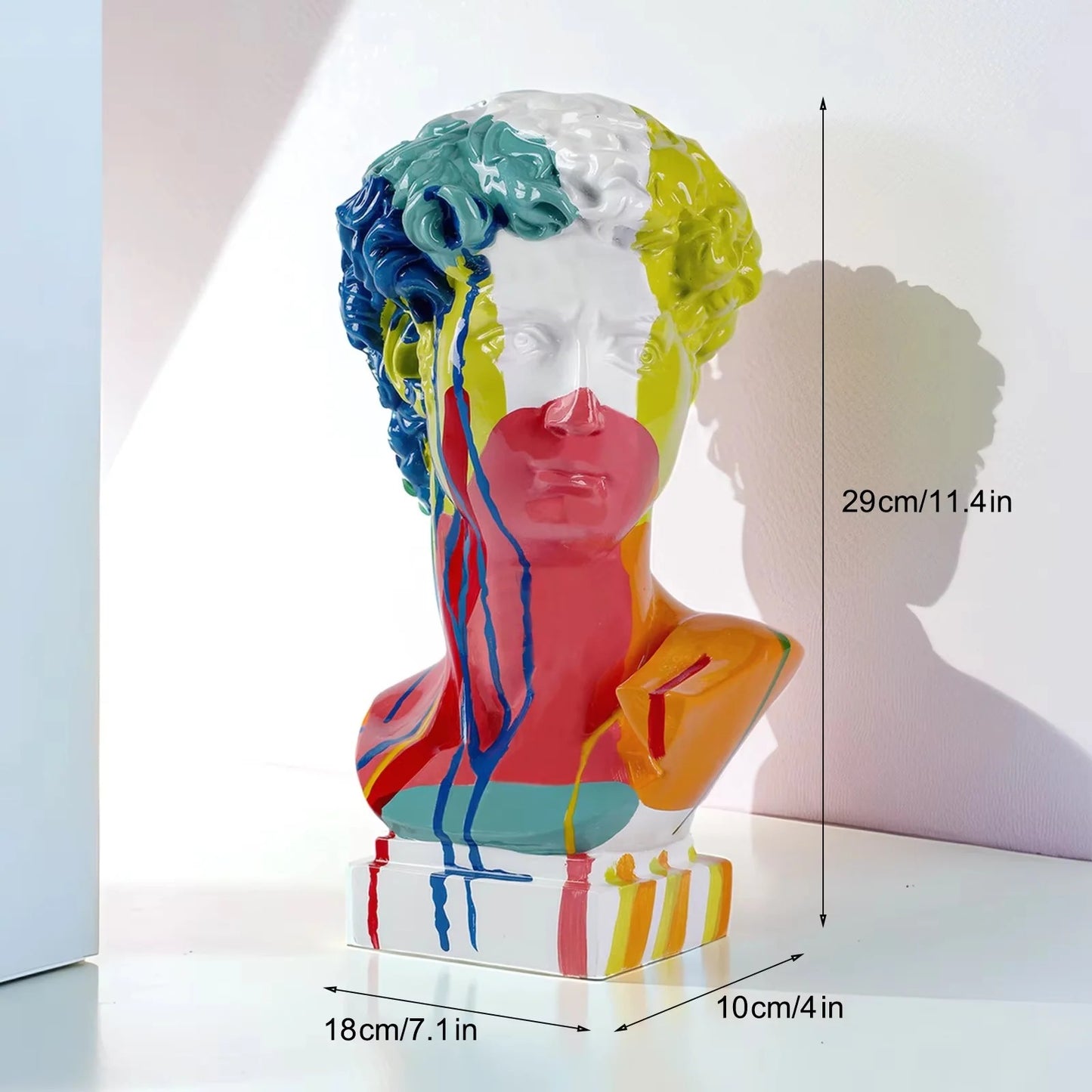 Resin David Bust Sculpture for Indoor Outdoor Shelf and Patio Display