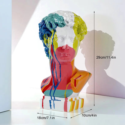 Resin David Bust Sculpture for Indoor Outdoor Shelf and Patio Display
