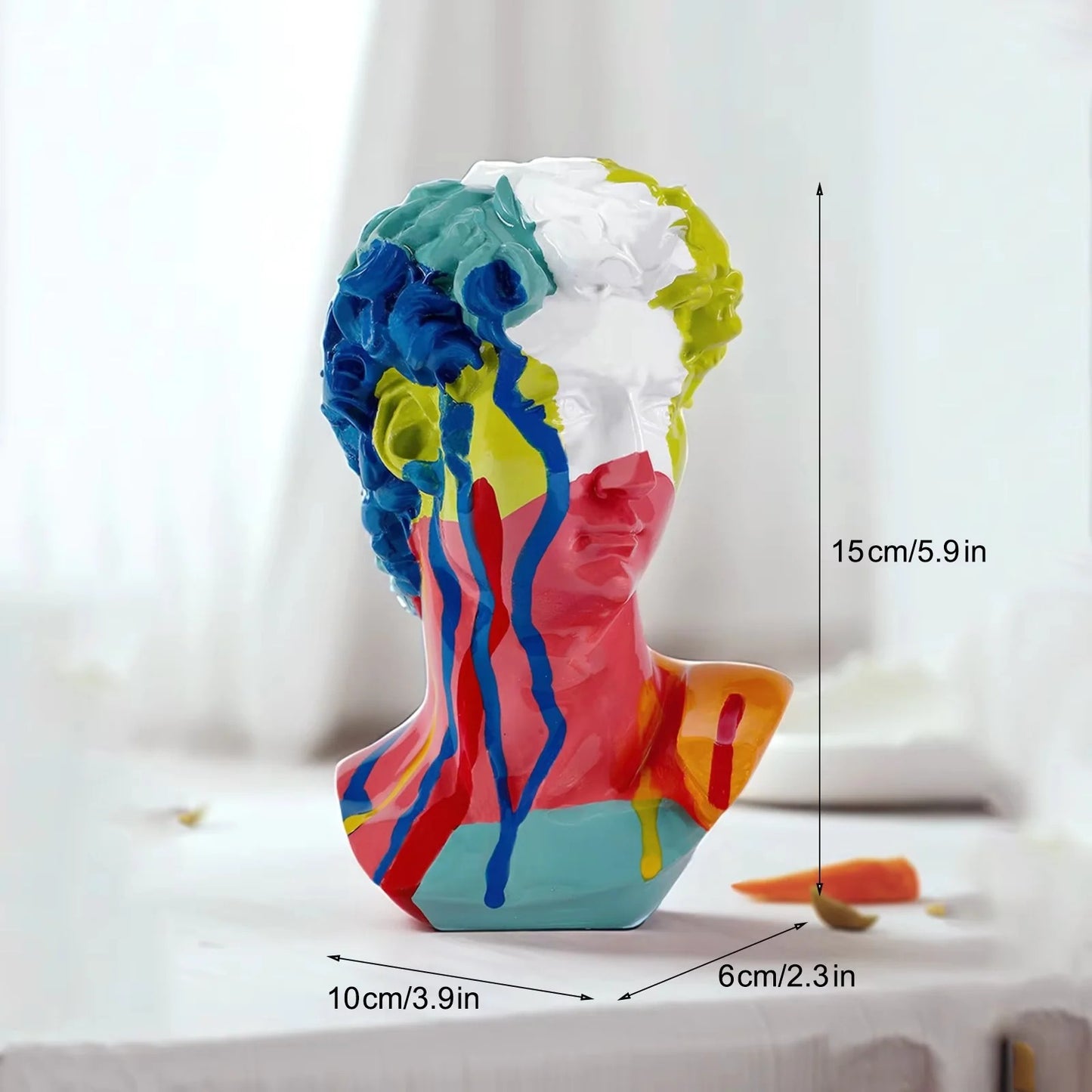 Resin David Bust Sculpture for Indoor Outdoor Shelf and Patio Display