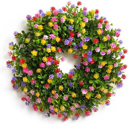 Faux Floral Door Wreath for Window and Seasonal Home Decoration