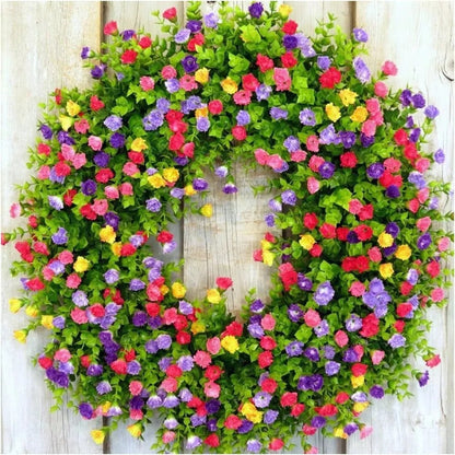 Faux Floral Door Wreath for Window and Seasonal Home Decoration