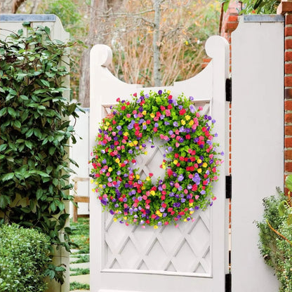 Faux Floral Door Wreath for Window and Seasonal Home Decoration
