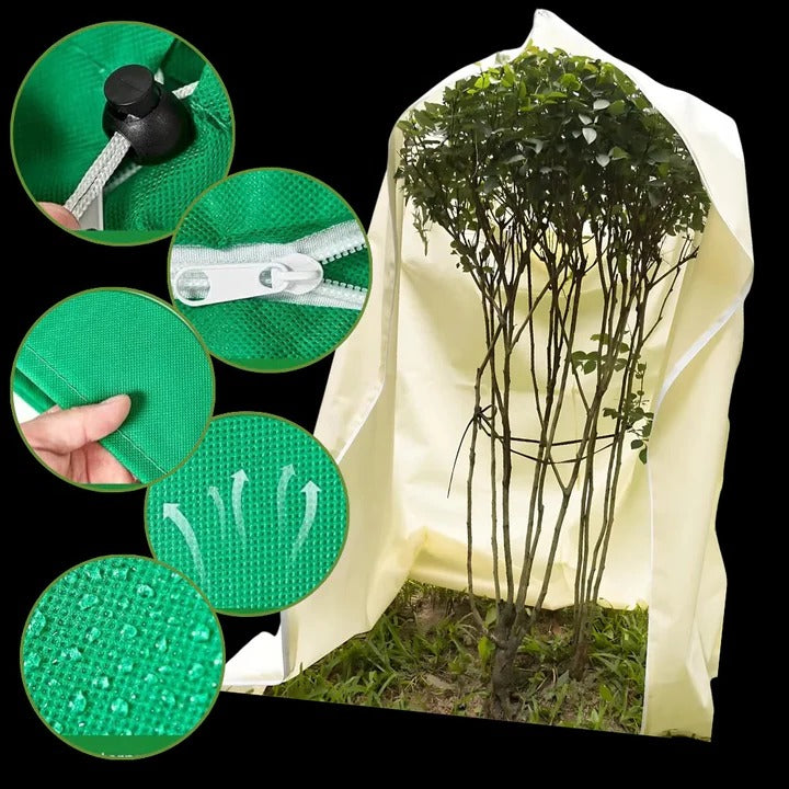 Reusable Plant Cover Bags with Zipper and Drawstring Base