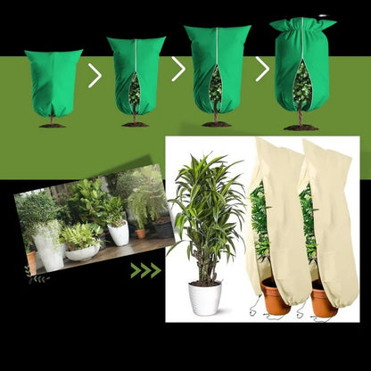 Reusable Plant Cover Bags with Zipper and Drawstring Base