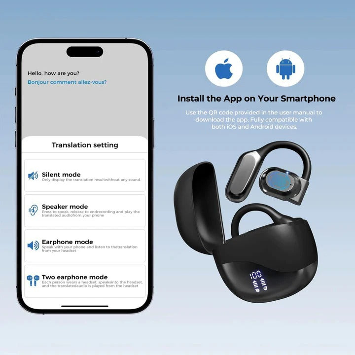 Wireless Translation Earbuds with Bluetooth Audio and Charging Case