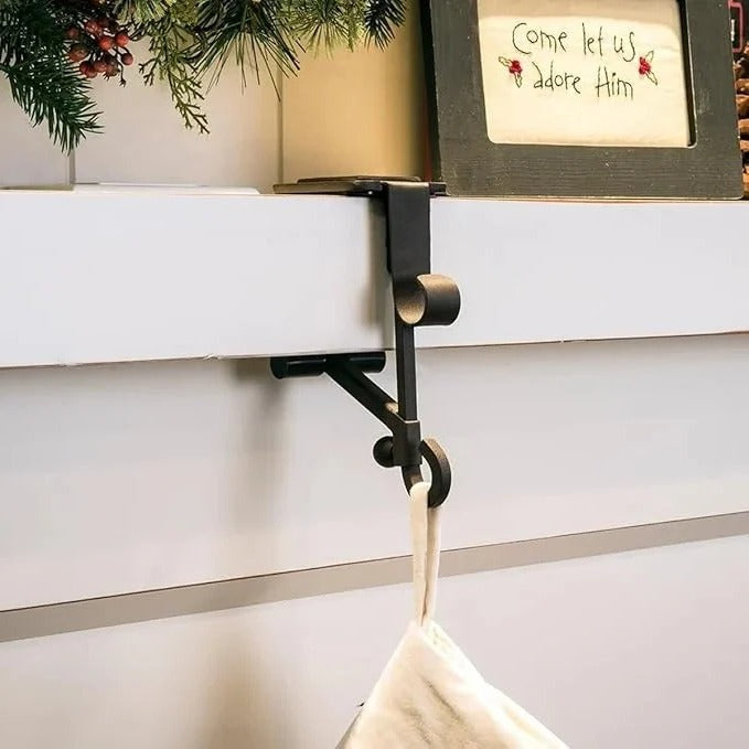 Adjustable Stocking and Garland Holder for Fireplace Mantle Decor