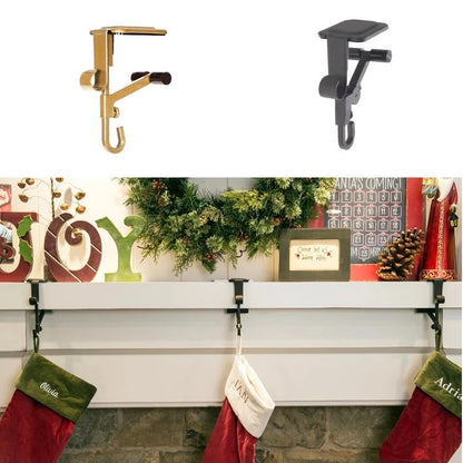 Adjustable Stocking and Garland Holder for Fireplace Mantle Decor