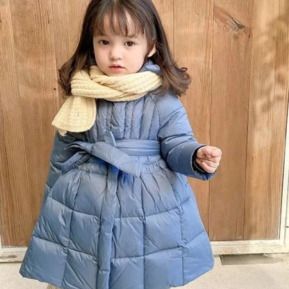 Toddler Girls Hooded Winter Coat with Cotton Padding and Mesh Accent