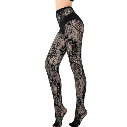 Lace Fishnet Stockings with Gothic Pattern Design for Women